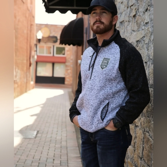 Glock 1/4 Zip Fleece Pullover Mens S Blk/Grey - Picture 1 of 11